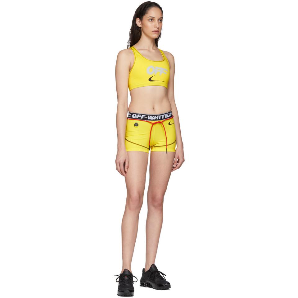 humedad salchicha Empleado Nike X Off-white Nrg Ru Pro Classic Sports Bra in Yellow | Lyst