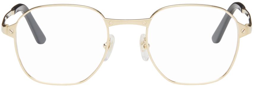 Cartier Gold Square Glasses in Black for Men | Lyst UK