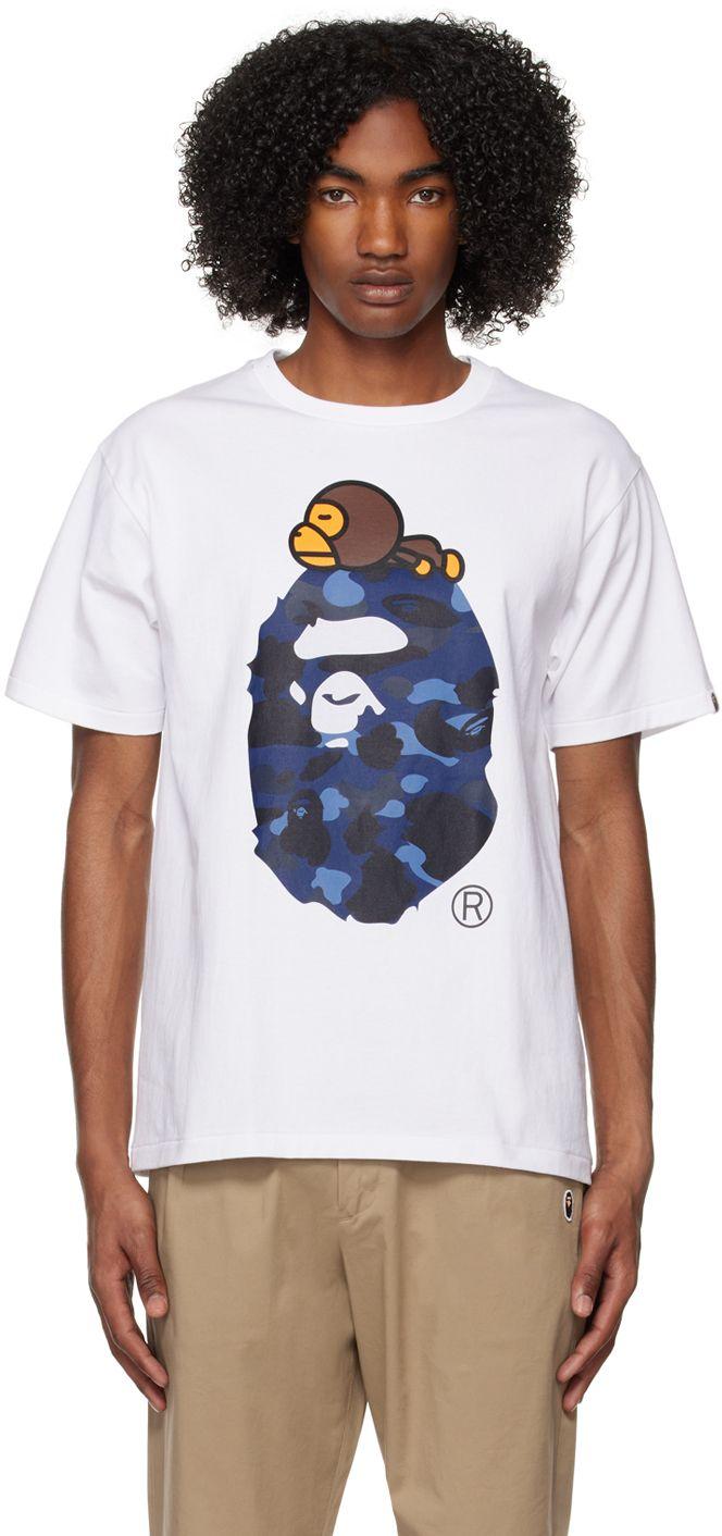A Bathing Ape White Color Camo Milo On Big Ape T-shirt in Blue for Men ...