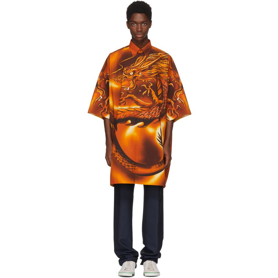 Balenciaga Orange Big Dragon Shirt for Men | Lyst Canada