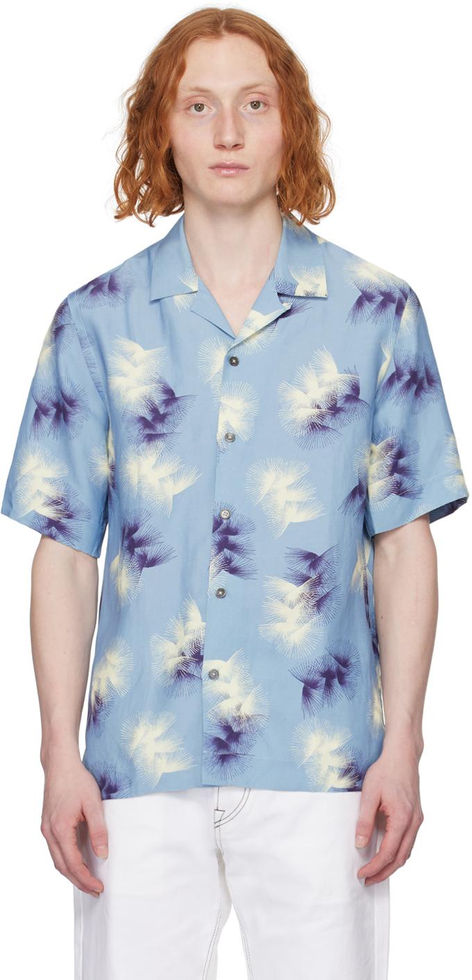 Paul Smith メンズ ブルー プリントシャツ シャツ