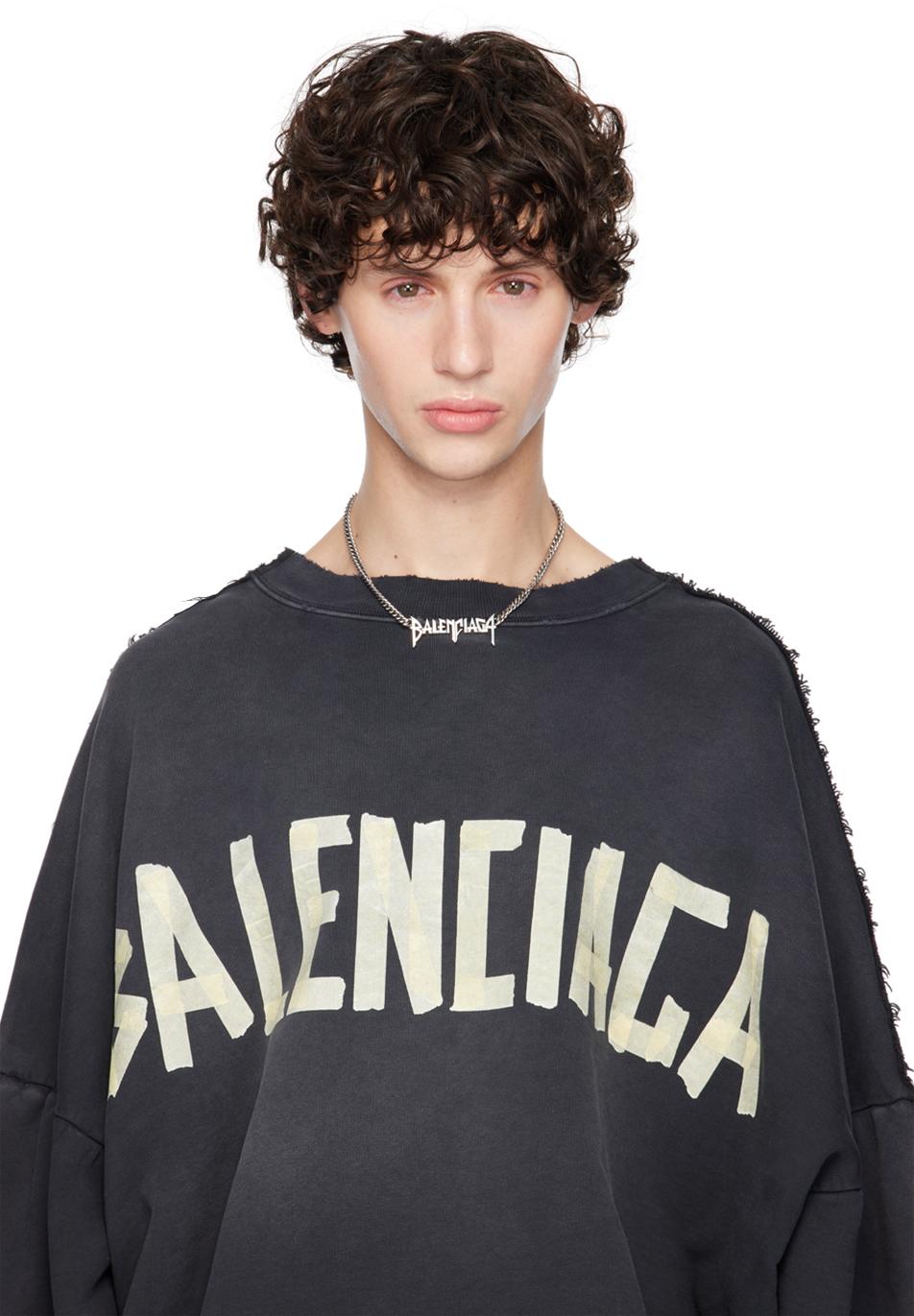 Balenciaga Gunmetal Typo Metal Necklace in Metallic for Men