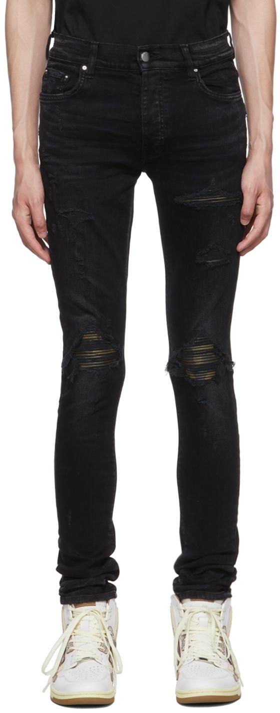Amiri Black Mx1 Leather Camo Jeans for Men | Lyst