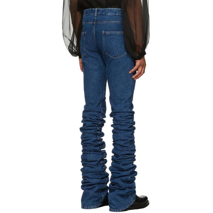 Y. Project Navy Long Fold Jeans Blue Men | Lyst