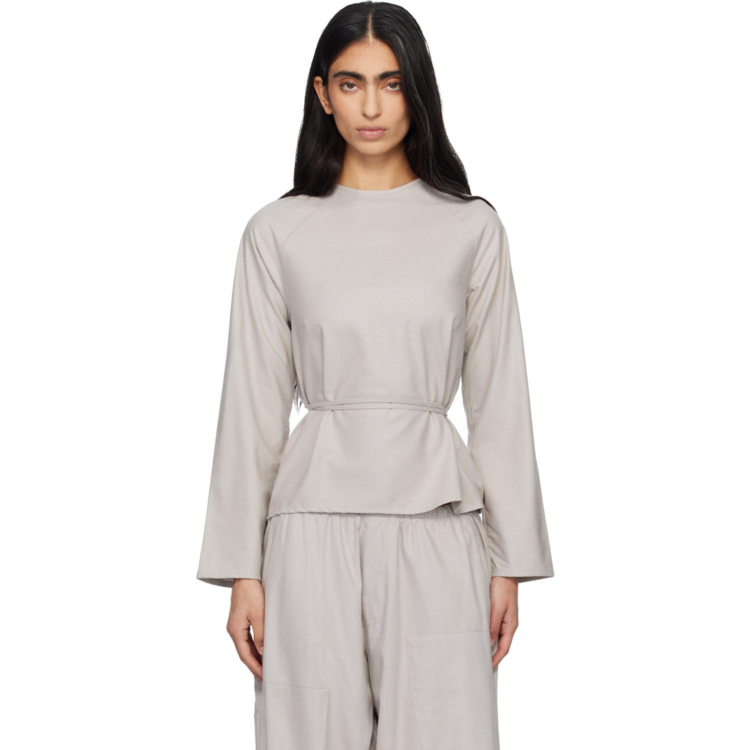 Baserange Taupe Long Sleeve Apron Top in White | Lyst
