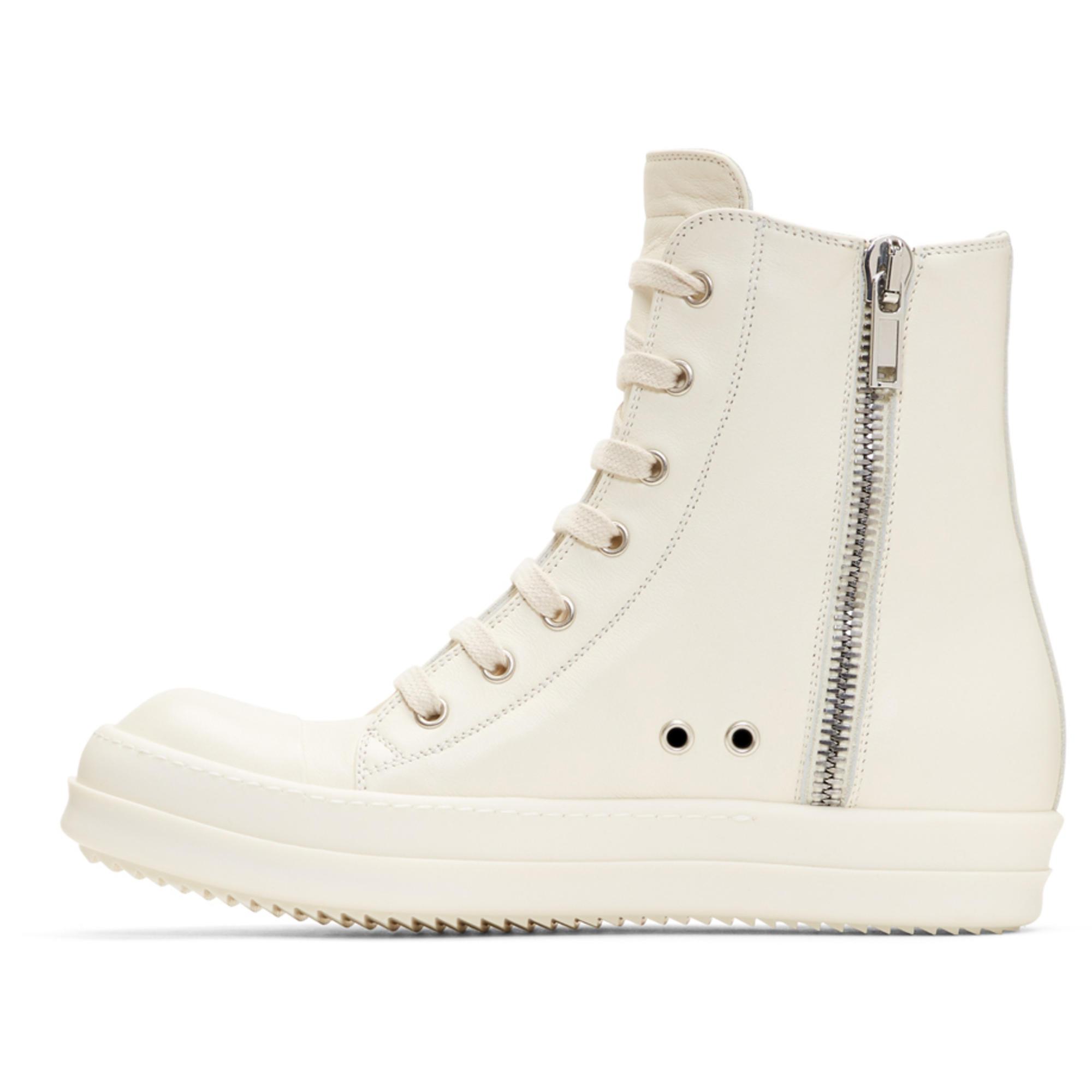 Rick Owens Off-white Leather High-top Sneakers for Men - Lyst