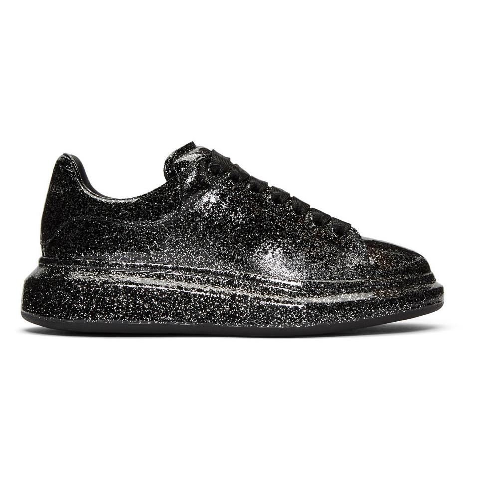 Alexander McQueen Leather Black And Silver Glitter Oversized Sneakers for  Men | Lyst