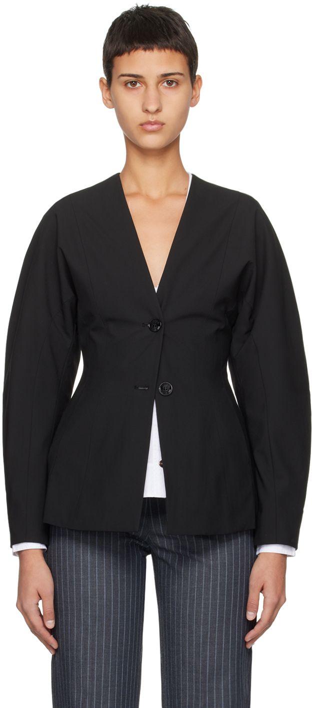 Ganni Black Drapey Blazer | Lyst