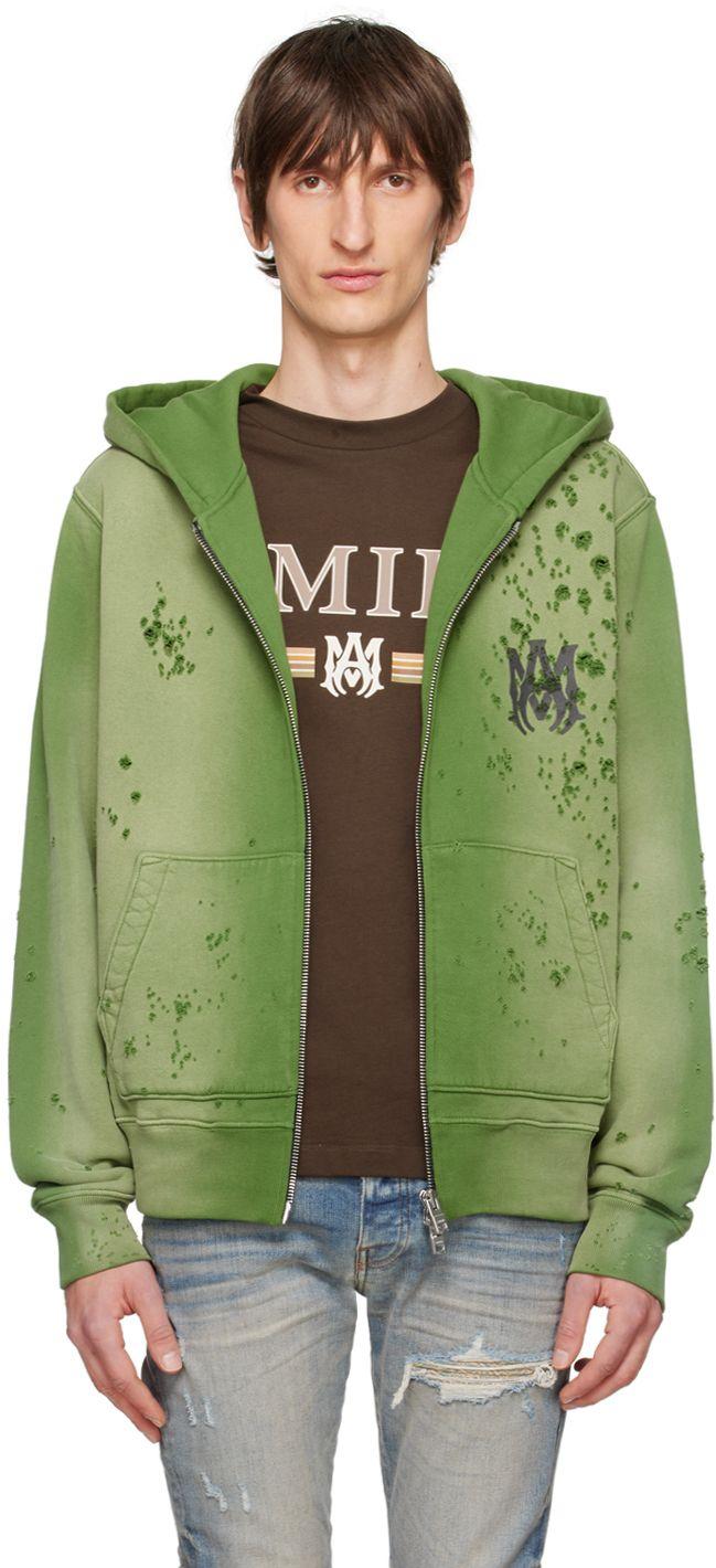 パーカー・フーディ AMIRI Men Hoodies PS24MOS030 0 428 Green AMIRI* アミリ ロゴ スウェット ジップパーカー 長袖 グリーン