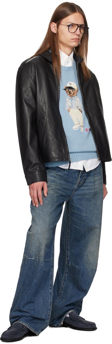 Polo ralph lauren black leather jacket sale