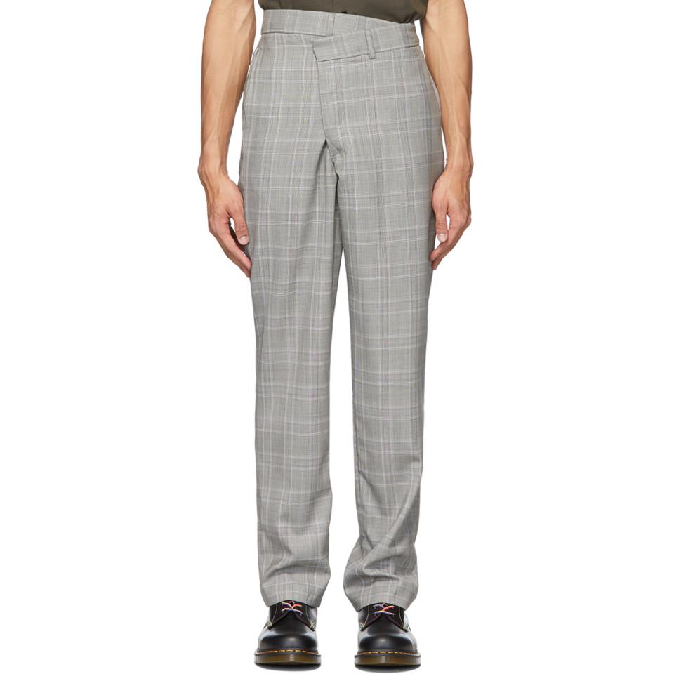 R13 Wool Grey Plaid Crossover Trousers in Gray for Men - Lyst