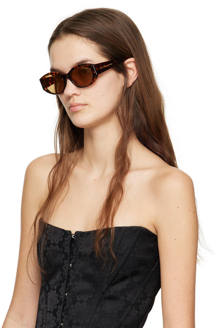 Stella McCartney レディース ブラック トータスシェル オーバル 