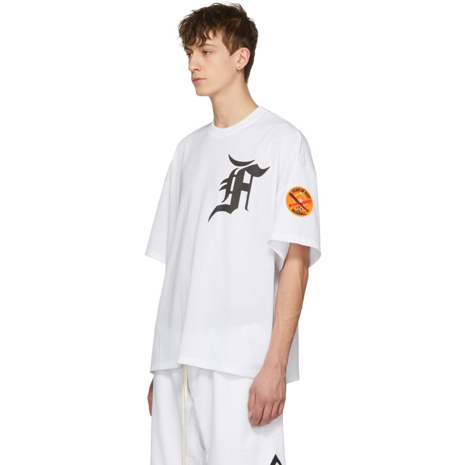 Fear Of God Ssense Exclusive White Mesh Batting Practice Jersey T 