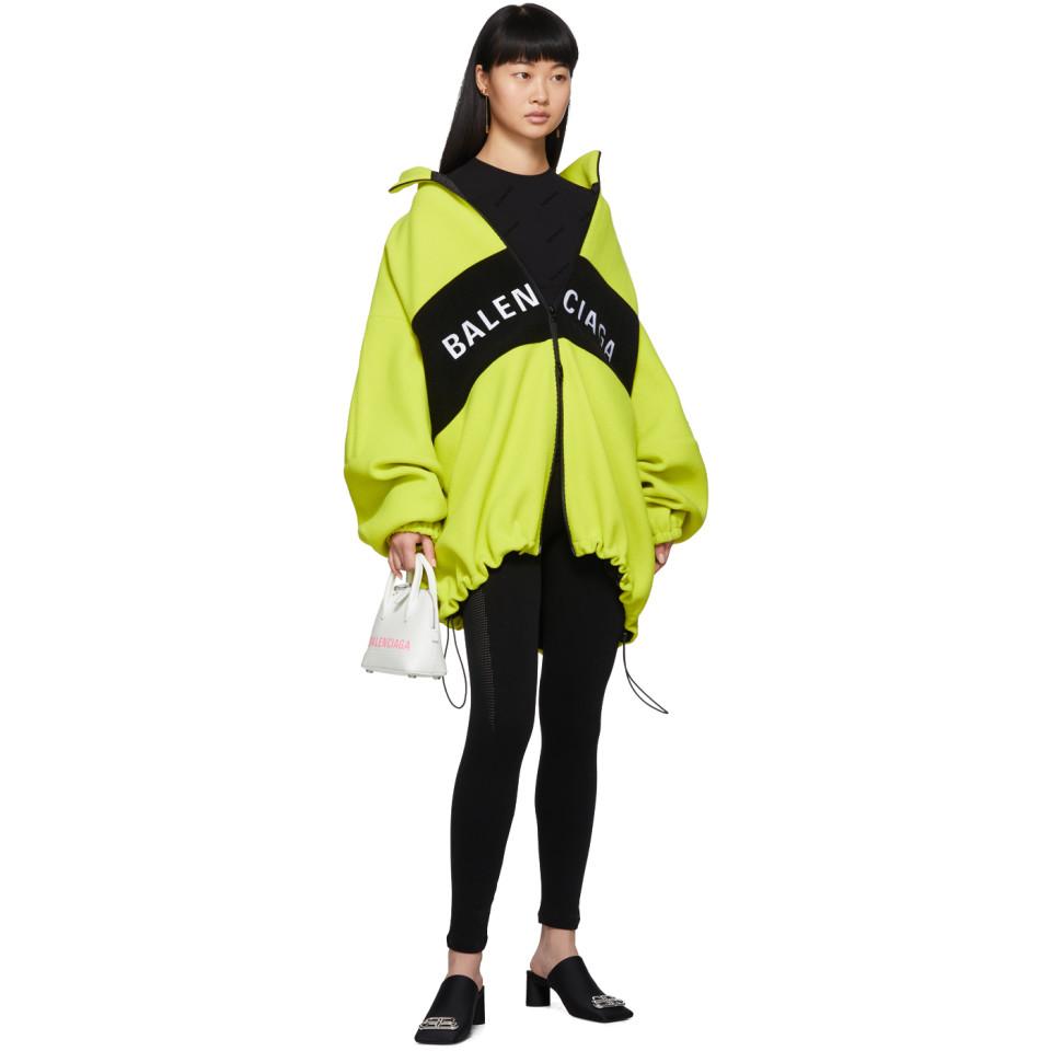 Balenciaga Wool Oversized Zipped Logo Jacket in Neon Yellow (Yellow) | Lyst