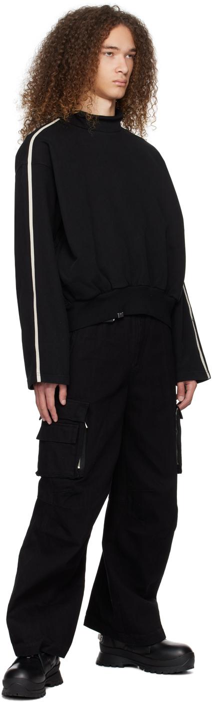 C2H4 ブラックワイドレッグカーゴパンツ COS(コス) 32 ワイドパンツ WIDE-LEG CARGO TROUSERS ワイド