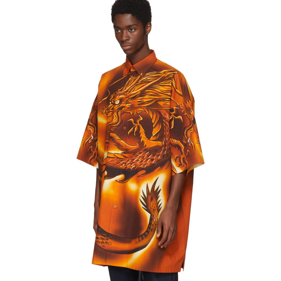 Balenciaga Cotton Orange Big Dragon Shirt for Men | Lyst