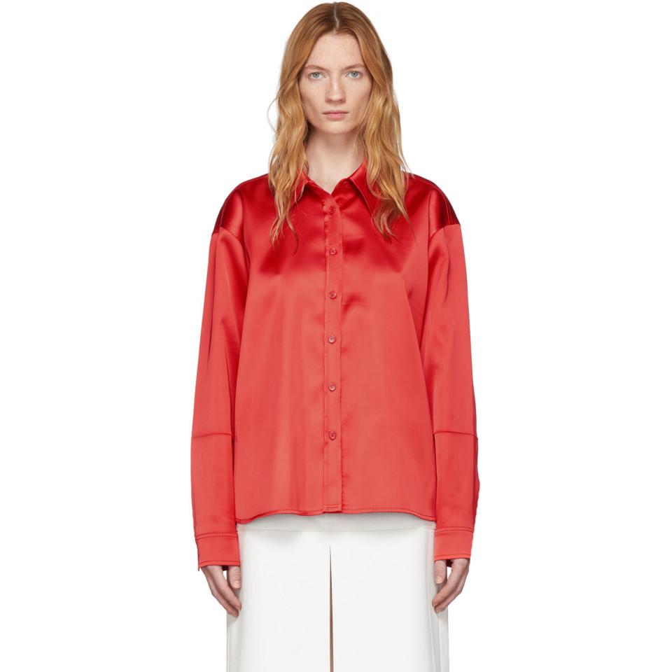we11done Red Satin Shirt - Lyst