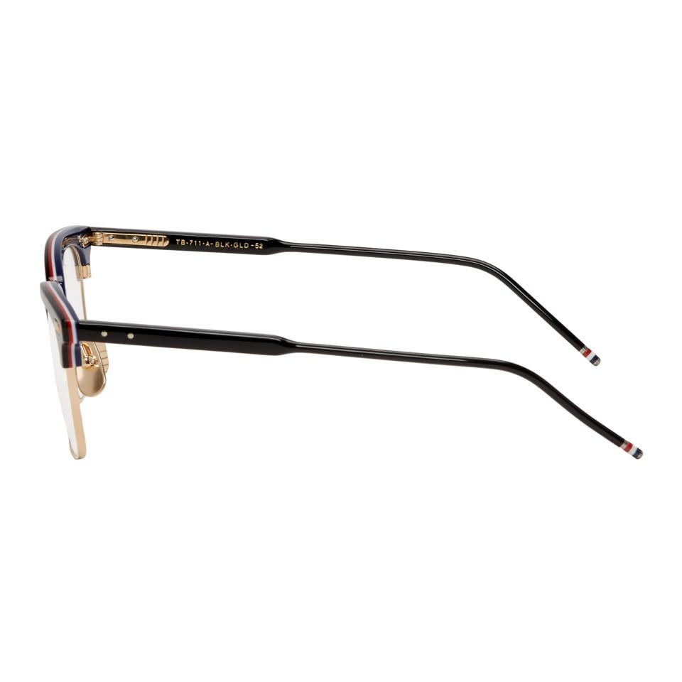 Thom Browne Black And Gold Square Tb-711 Glasses for Men | Lyst
