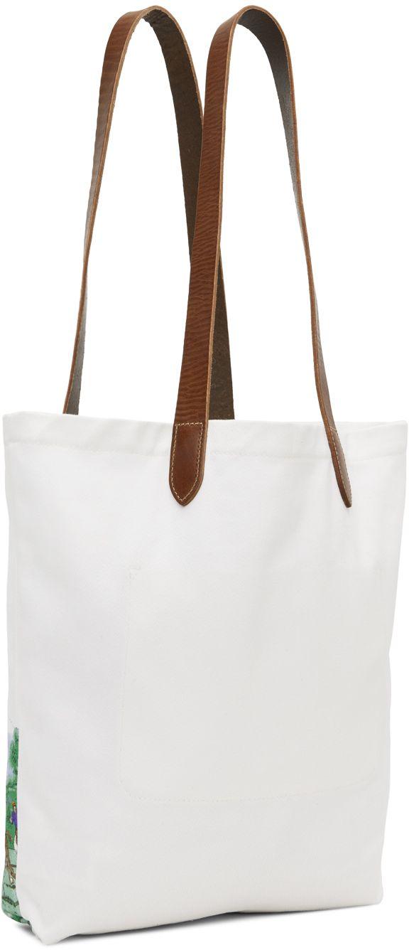 Lauren by Ralph Lauren Perri Woven Leather Tote Bag in White