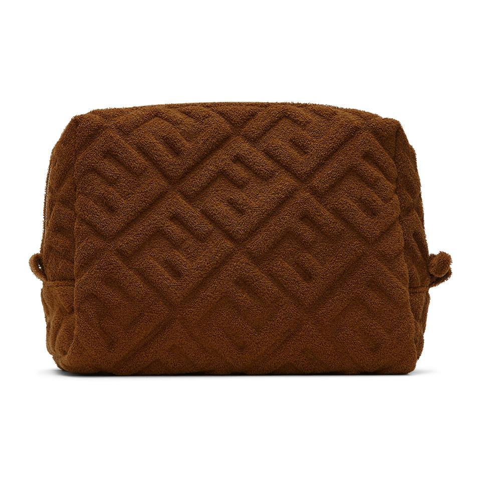 Fendi Brown Terrycloth Small Forever Beauty Pouch