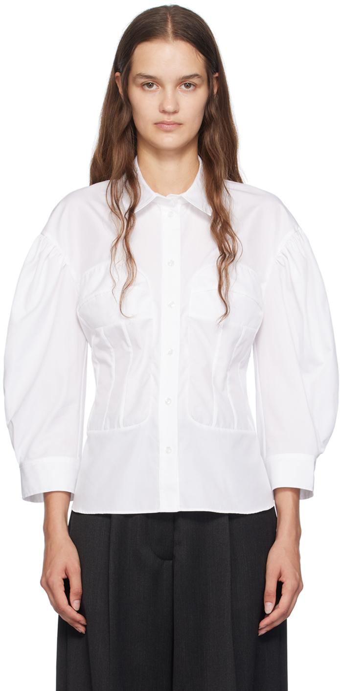 Simone Rocha レディース ホワイト コルセットシーム シャツ トップス