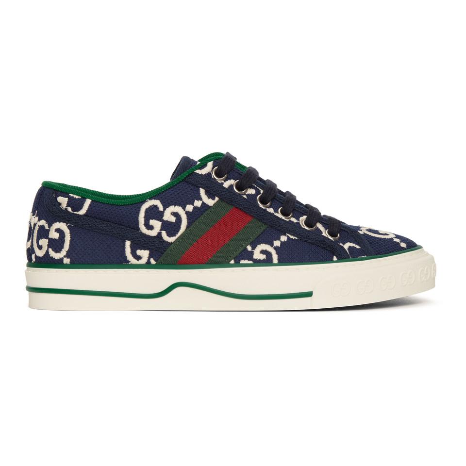 Gucci Canvas Navy GG 1977 Tennis Sneakers in Blue for Men - Lyst