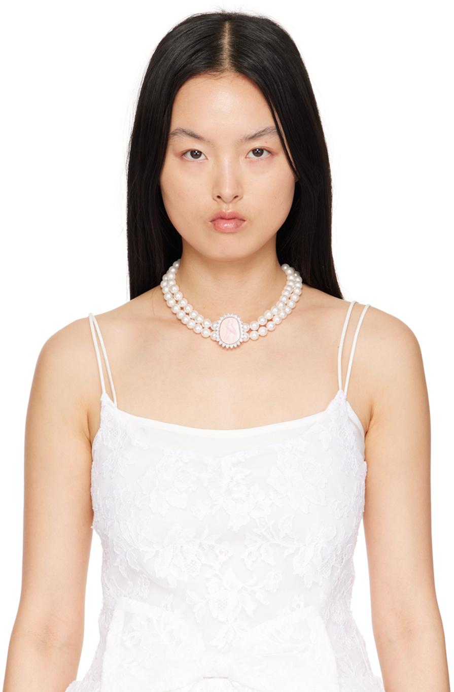 ShuShu/Tong レディース ホワイト フェイクパール Embossed Double 