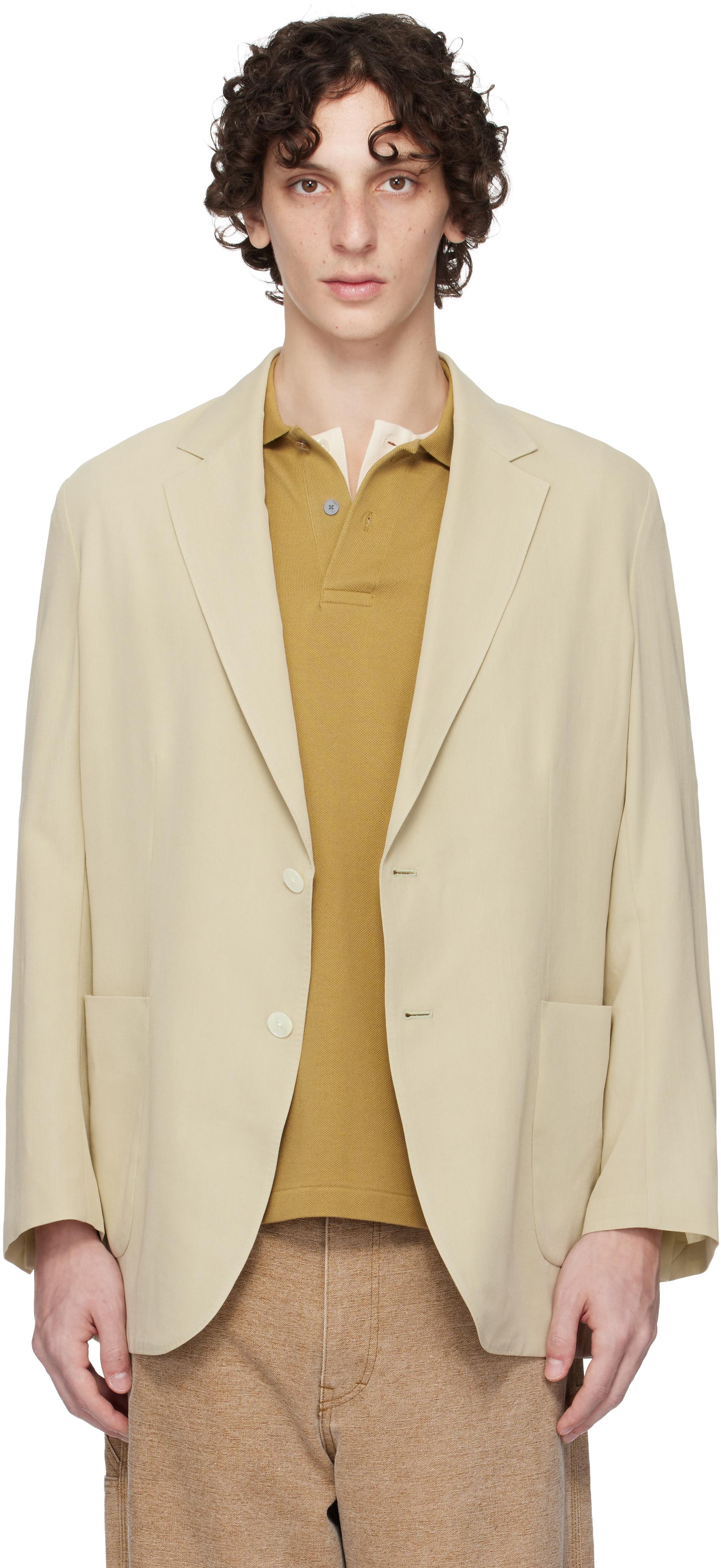AURALEE Khaki Light Cotton Wool Viyella Blazer in Natural for Men