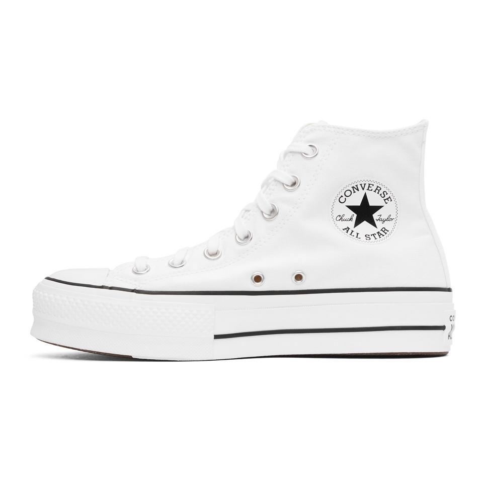 Converse Canvas White Chuck Taylor All Star Lift Platform High Sneakers ...