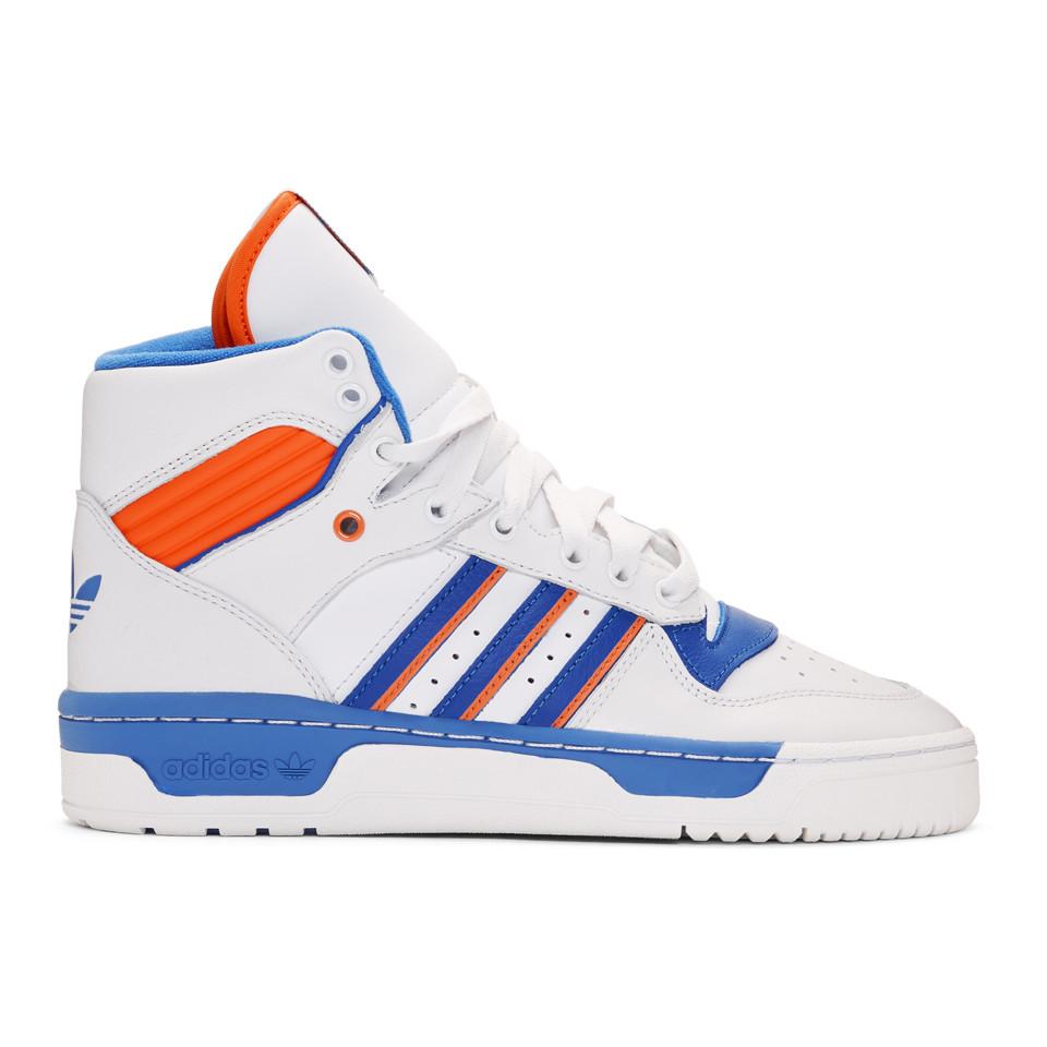adidas Originals Leather White And Blue Rivalry High-top Sneakers for Men |  Lyst