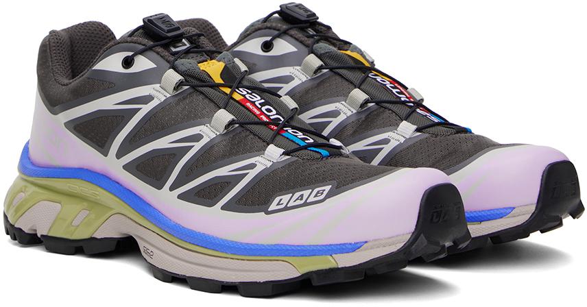 Salomon メンズ ブラック グレー＆パープル Xt-6 スニーカー