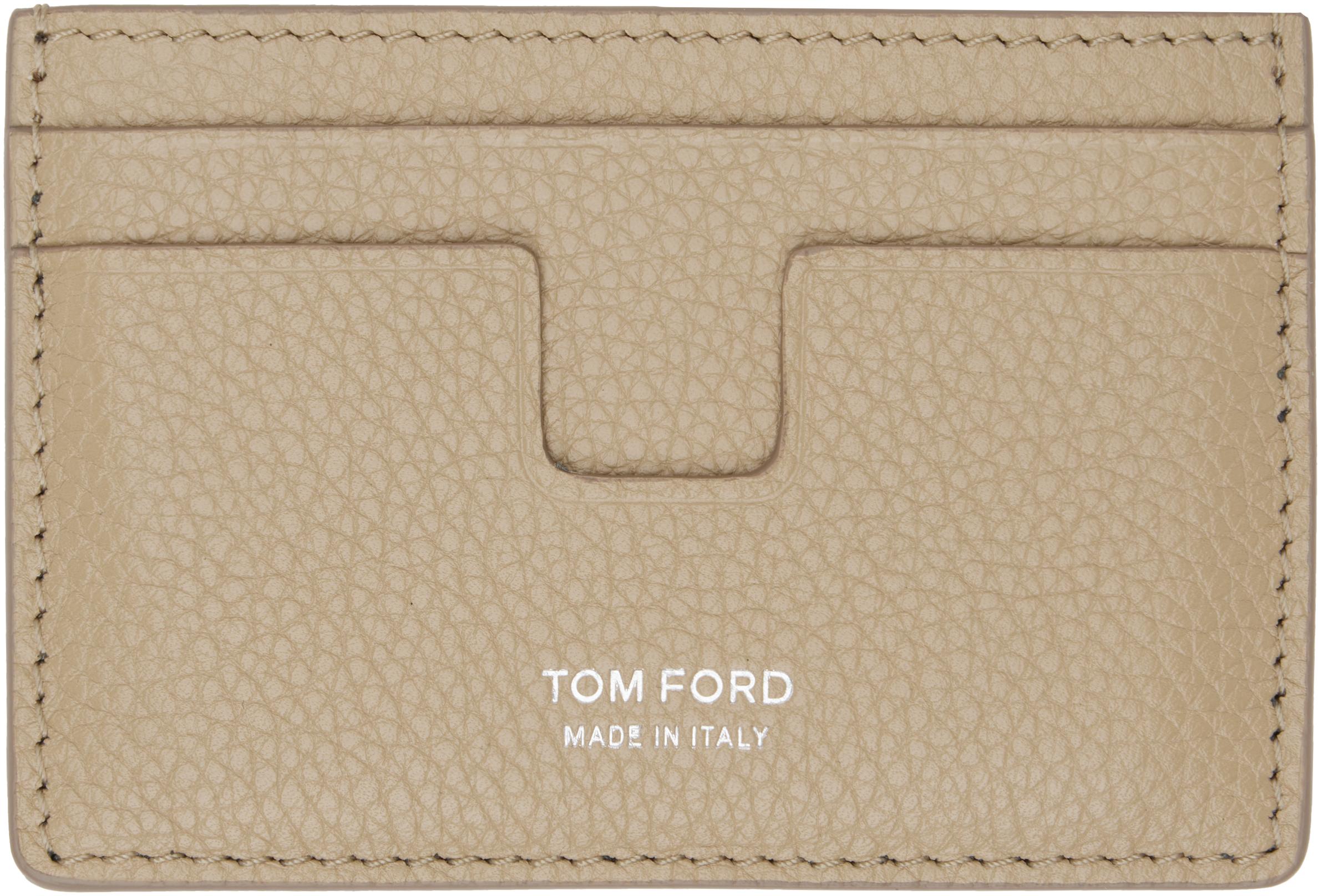 Tom Ford メンズ ブラック ベージュ Classic グレインレザー カード 