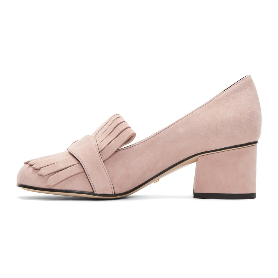 gucci pink suede heels