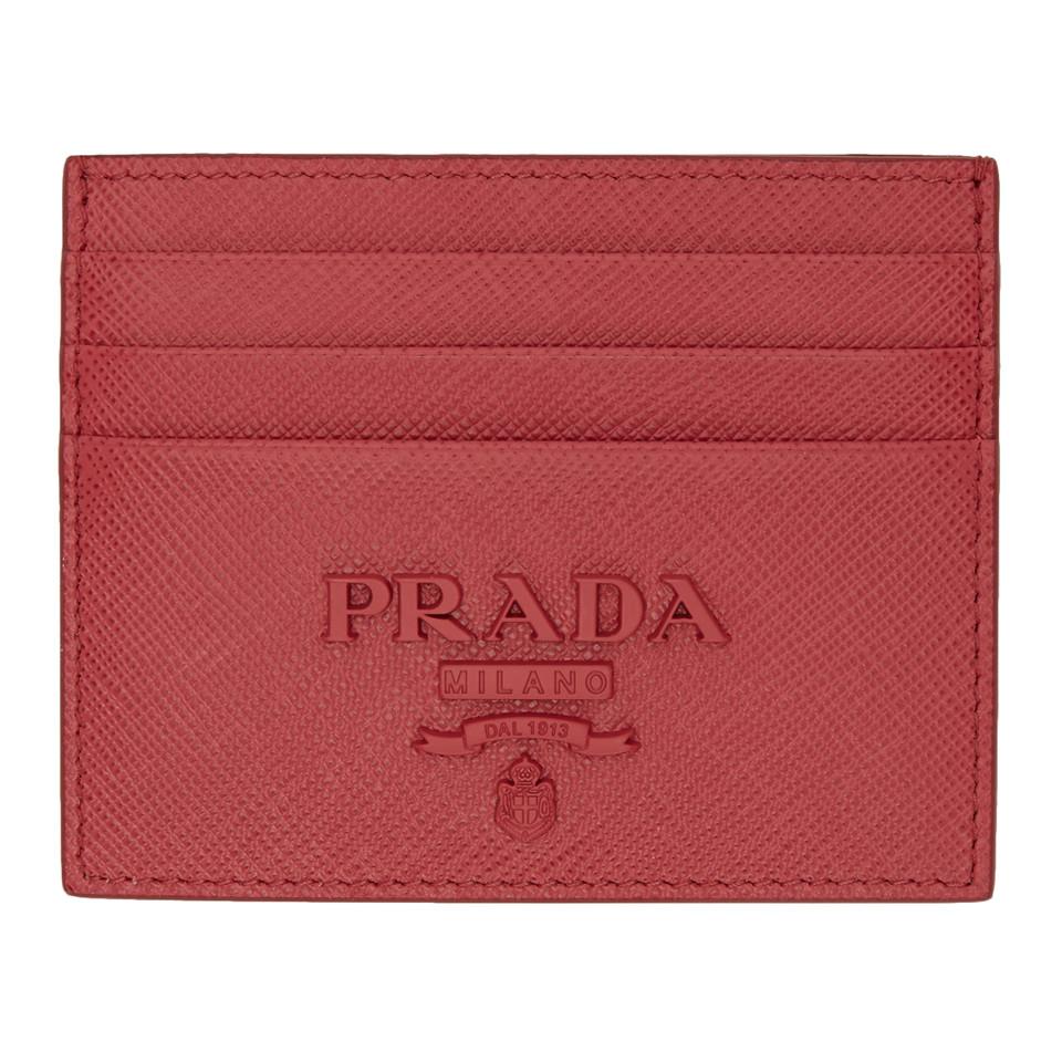 prada saffiano leather card holder alabaster pink
