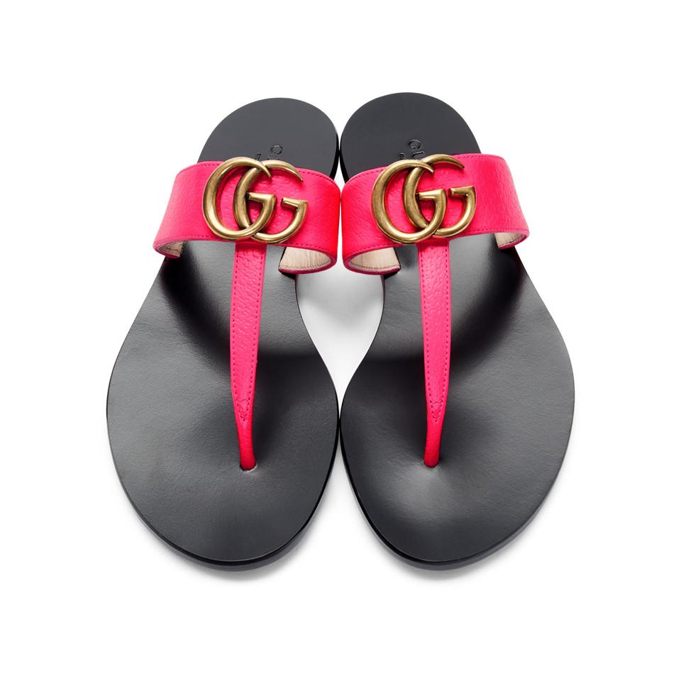 Pink gucci shop thong sandals