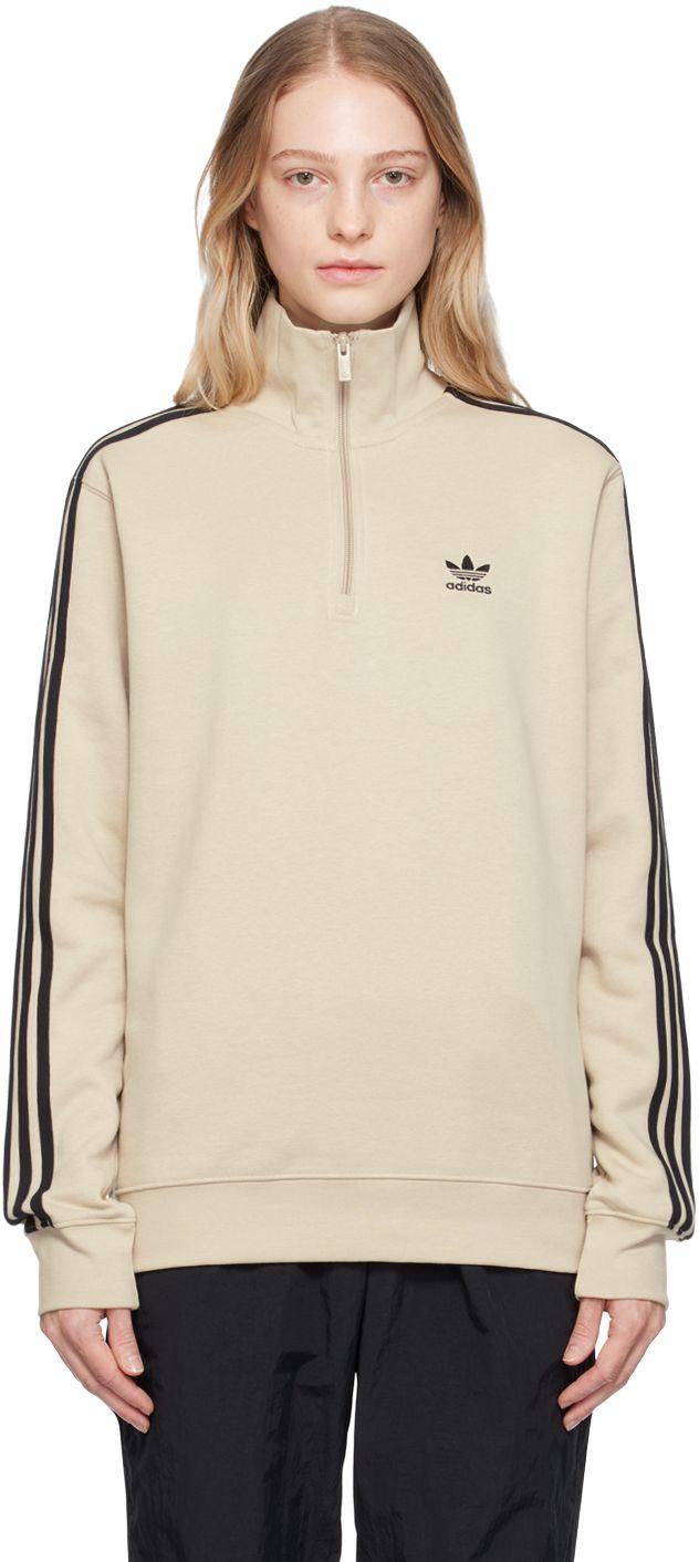 adidas Originals Beige Half-zip Sweater in Natural | Lyst