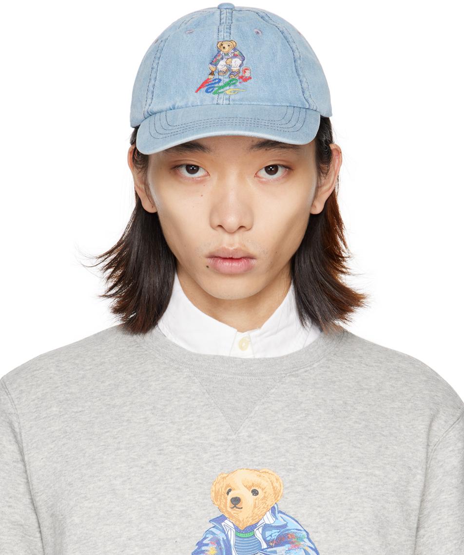 Polo Ralph Lauren Blue Polo Bear Denim Ball Cap for Men Lyst UK