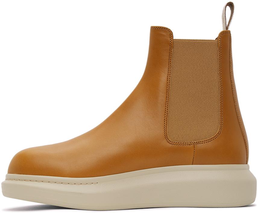 Alexander McQueen Leather Tan Hybrid Chelsea Boots in Brown for 