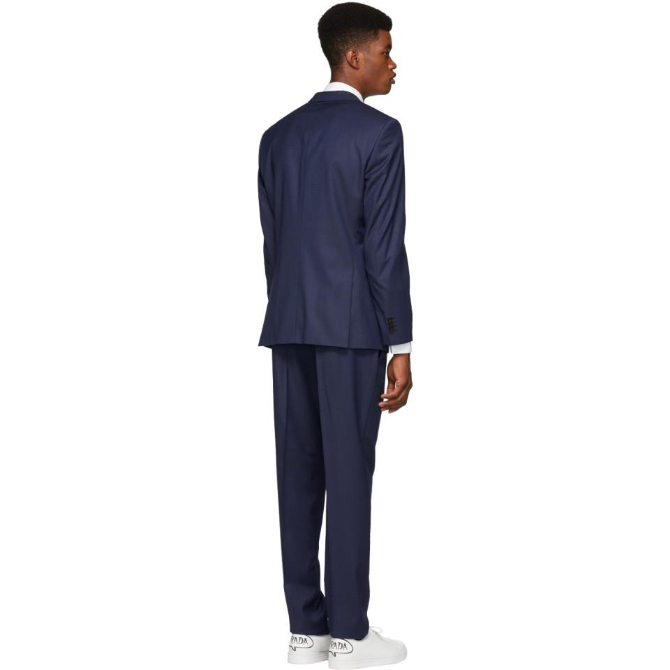BOSS by HUGO BOSS Wool Navy Check Huge 6 Genius 5 Suit in Blue for Men |  Lyst