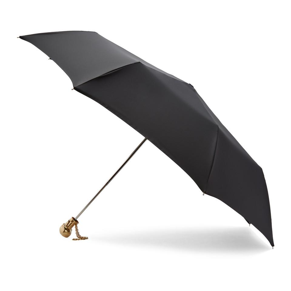 Alexander McQueen Black & Gold Collapsible Skull Umbrella | Lyst