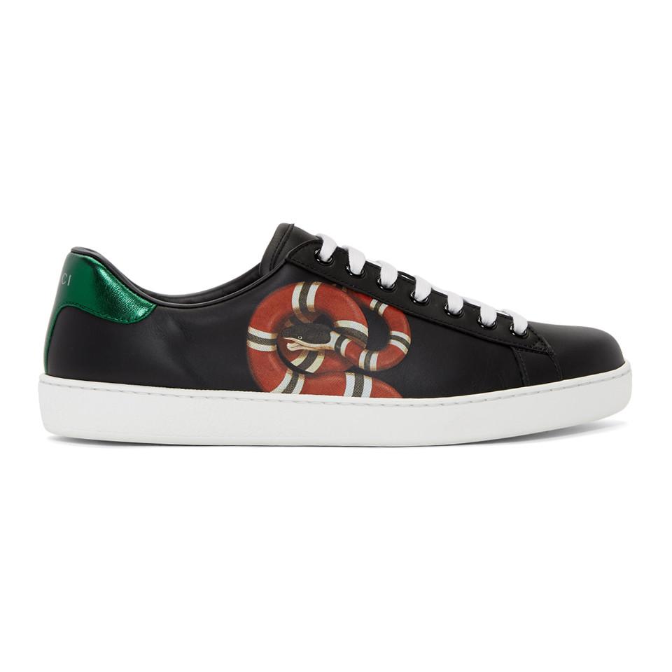 Gucci Black Snake New Ace Sneakers for Men | Lyst