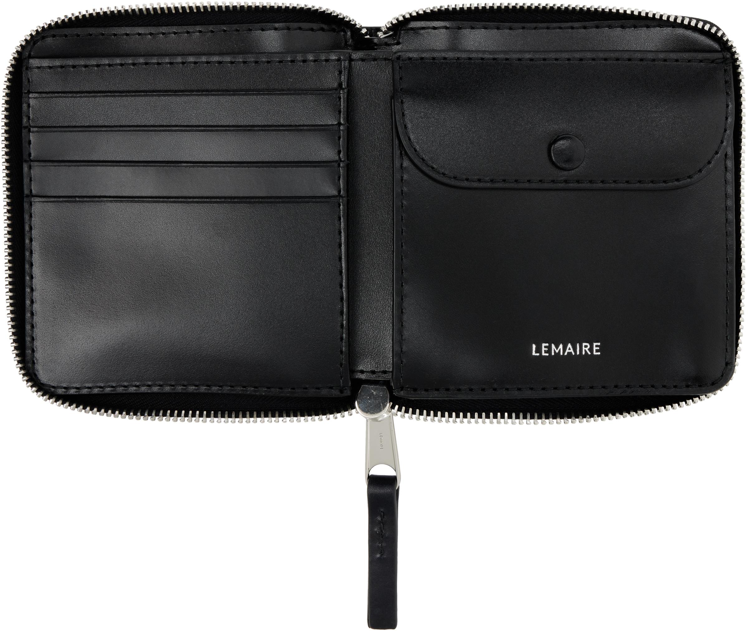 Lemaire Patina Zip Compact Bifold Wallet in Black for Men | Lyst