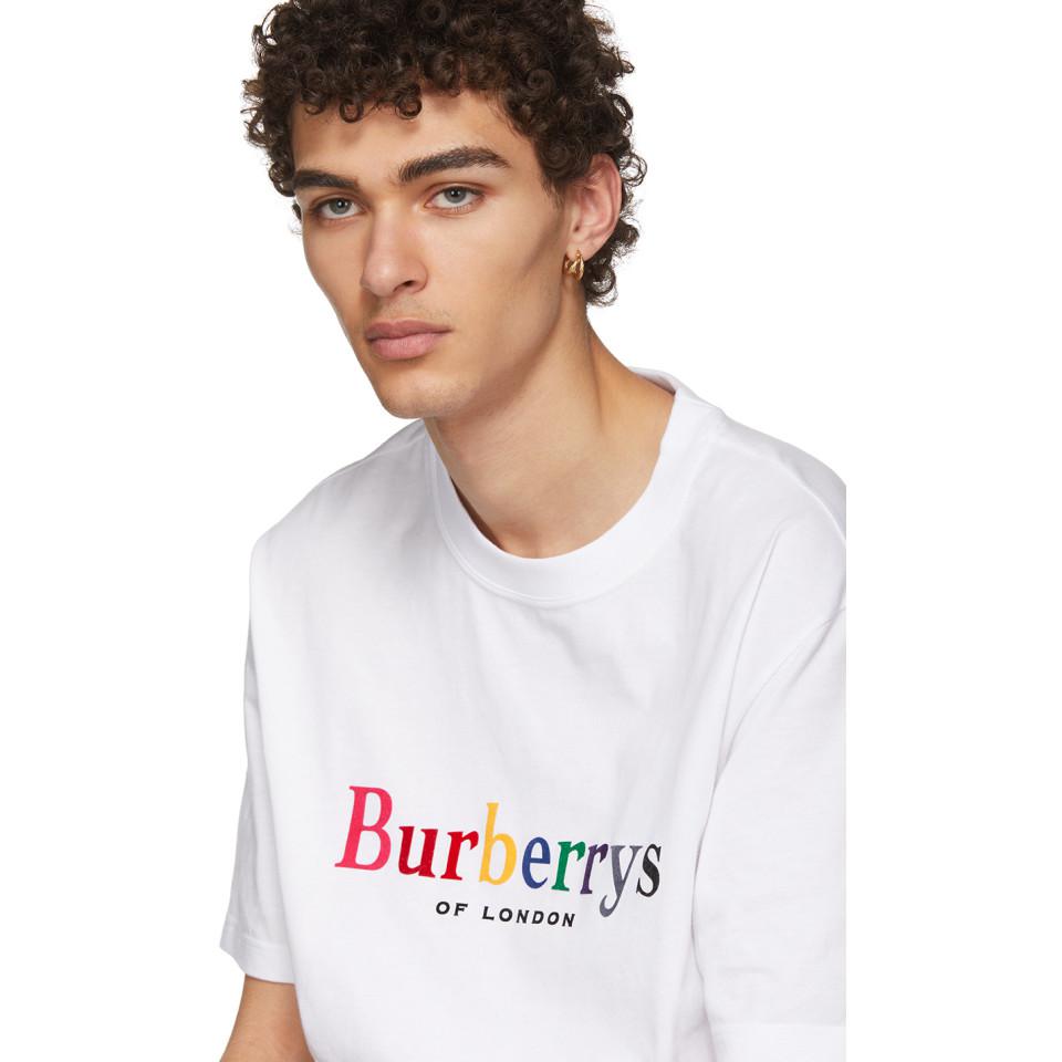 Burberry Cotton White Rainbow T-shirt for Men - Lyst