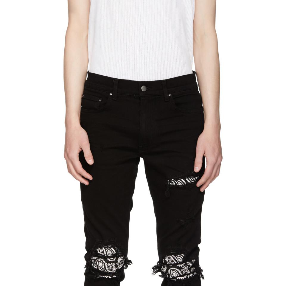 Amiri Denim Black Bandana Crystal Jeans for Men - Lyst
