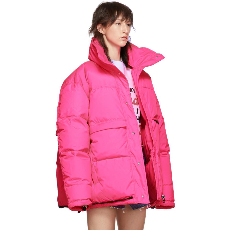 Vetements Satin Pink Down Puffer Jacket - Lyst