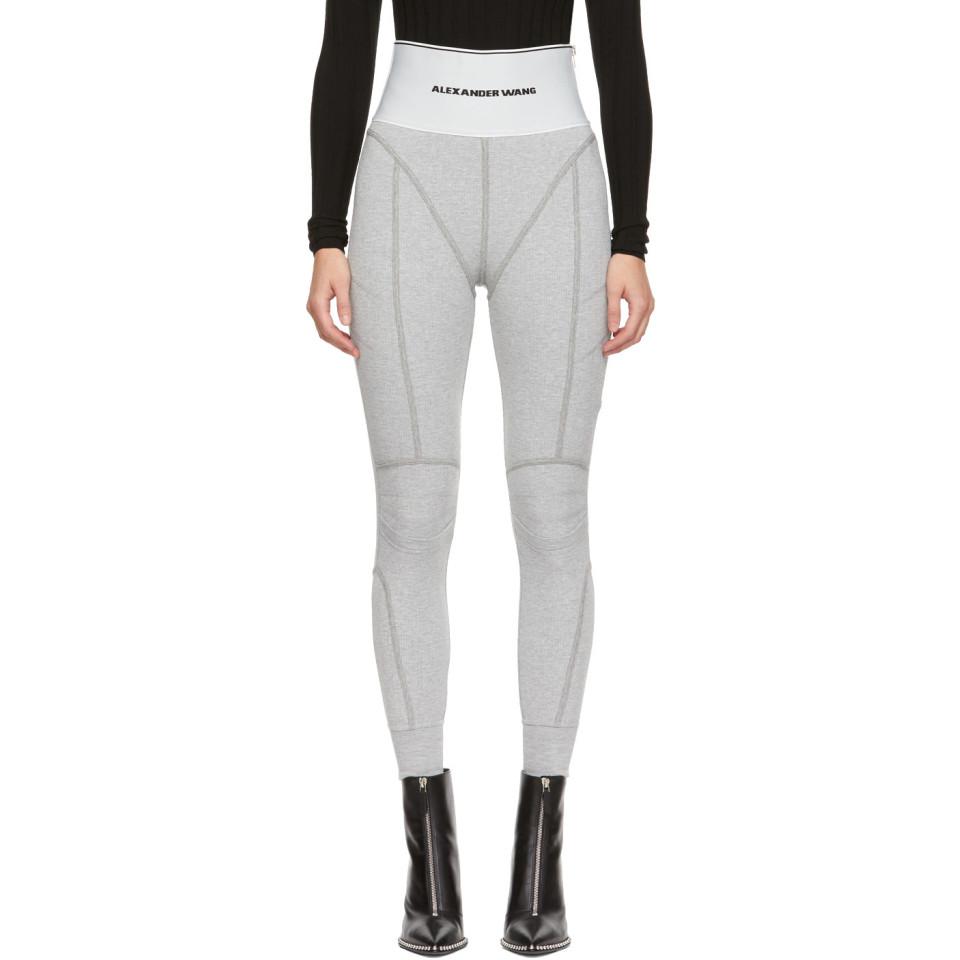 Legging gris Logo Zip Alexander Wang en coloris Gris | Lyst