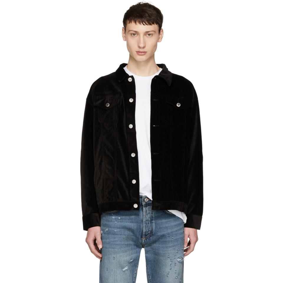 Black Velvet Trucker Jacket for Men 