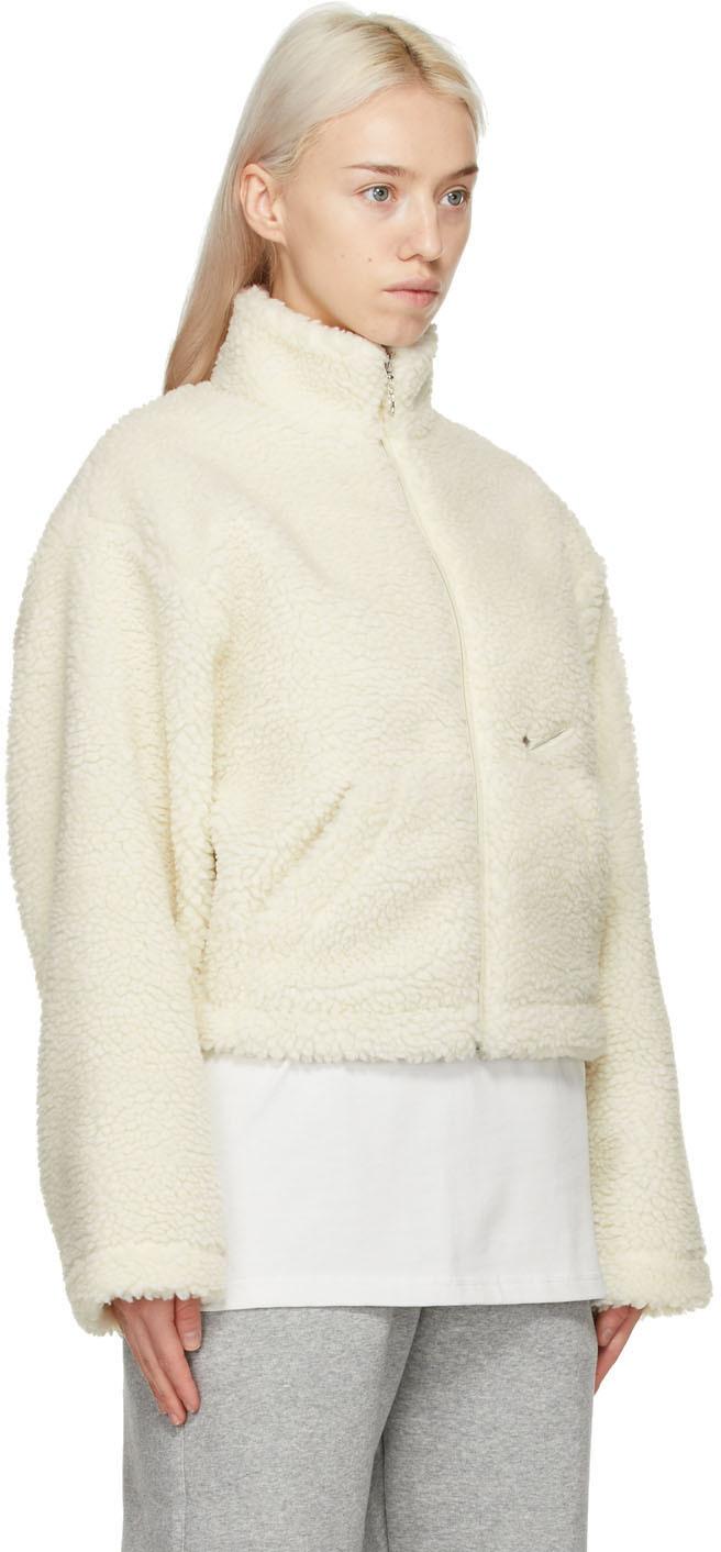 Nike Off-white Sherpa Swoosh Jacket in Natural | Lyst