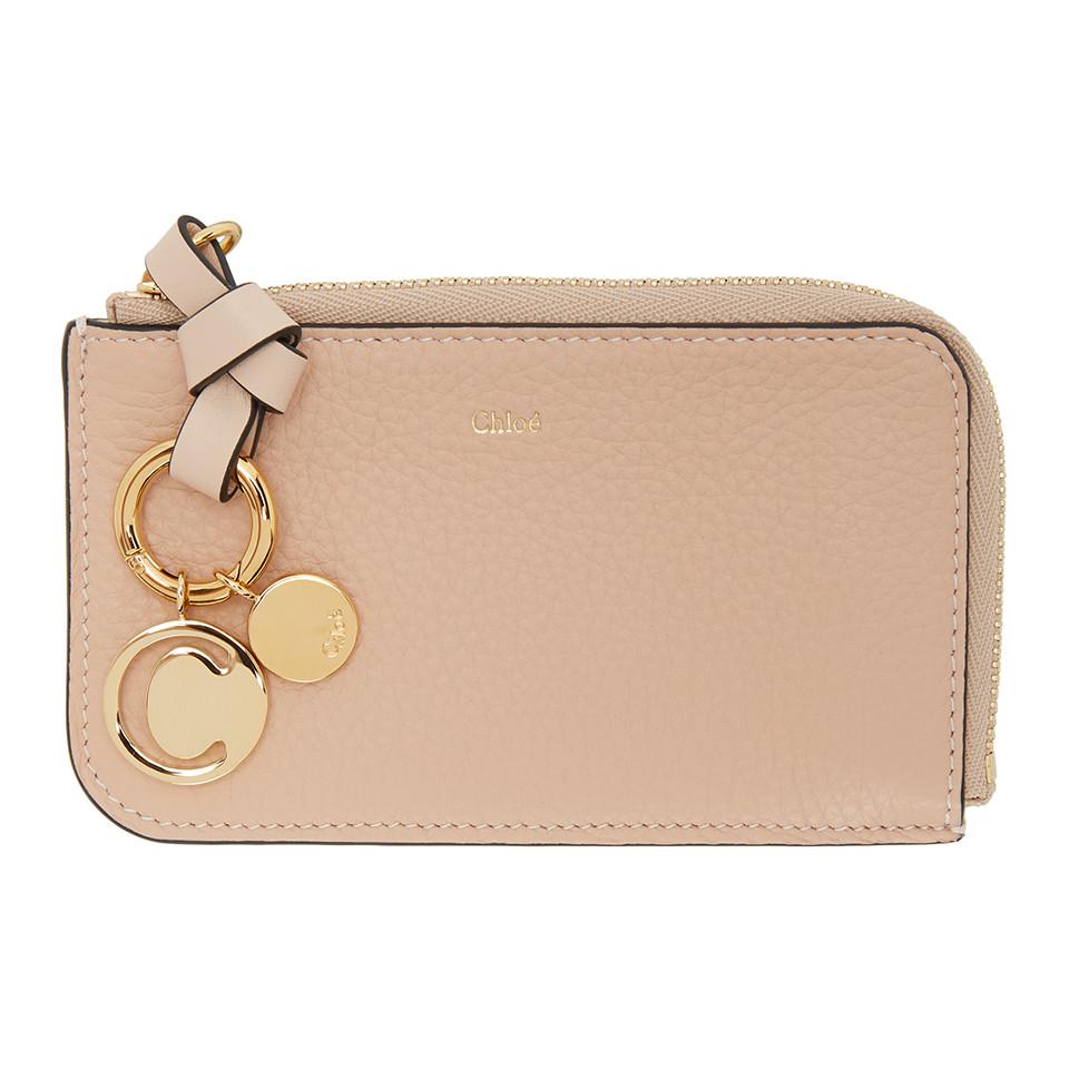 Chloé Leather Pink Alphabet Zip Around Card Holder Lyst