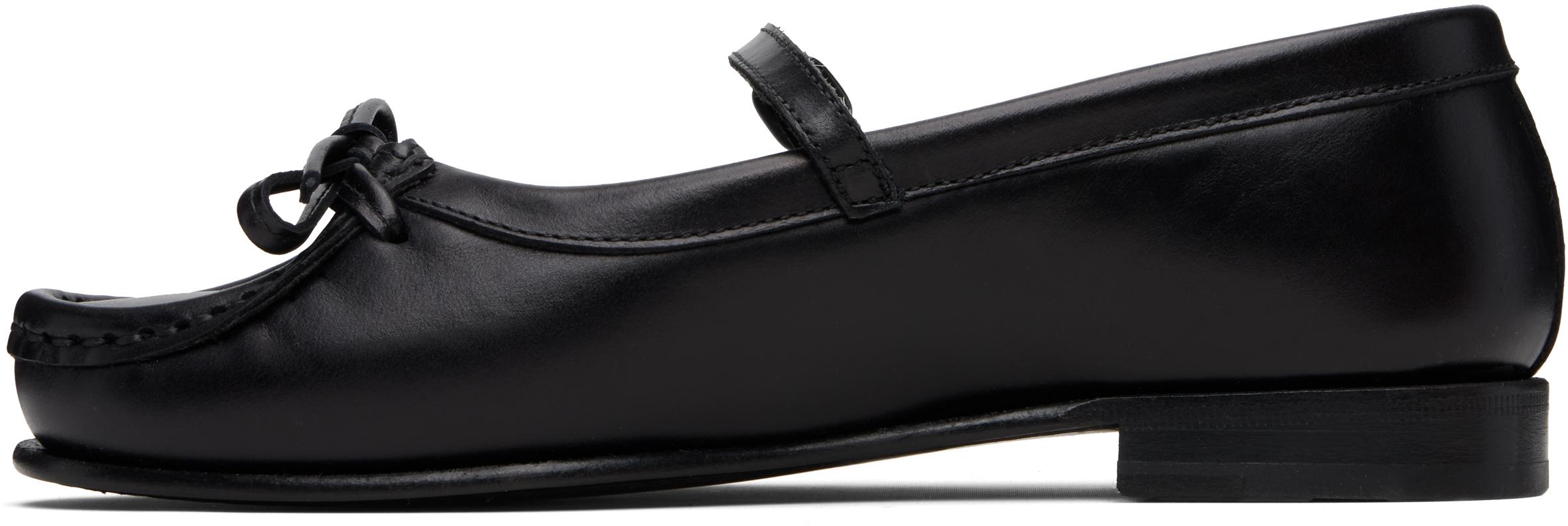 hereu ブラックレザー フラットシューズ 36 レディース Hereu バレエフラット & バレエシューズ